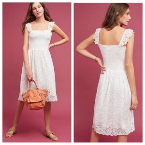 Anthropologie MAEVE Anastasi Smocked Lace Dress size L NWOT